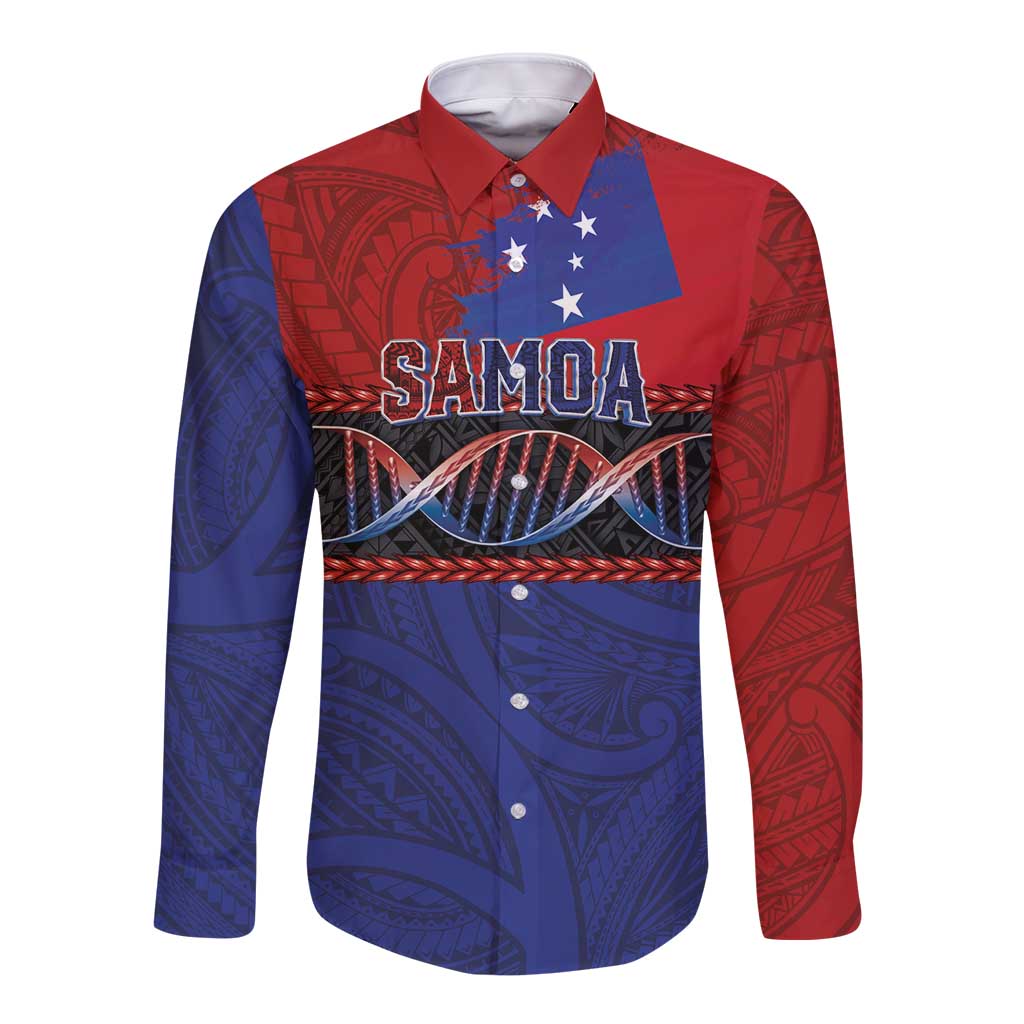 Personalised Samoan DNA-Proud of Samoa Long Sleeve Button Shirt Polynesian Patterns LT03 Unisex Multicolor - Polynesian Pride