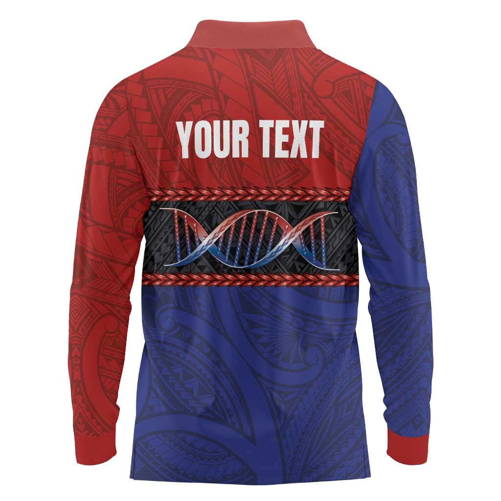 Personalised Samoan DNA-Proud of Samoa Long Sleeve Polo Shirt Polynesian Patterns LT03 - Polynesian Pride