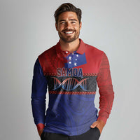 Personalised Samoan DNA-Proud of Samoa Long Sleeve Polo Shirt Polynesian Patterns LT03 - Polynesian Pride