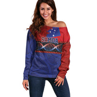 Personalised Samoan DNA-Proud of Samoa Off Shoulder Sweater Polynesian Patterns LT03 Women Multicolor - Polynesian Pride