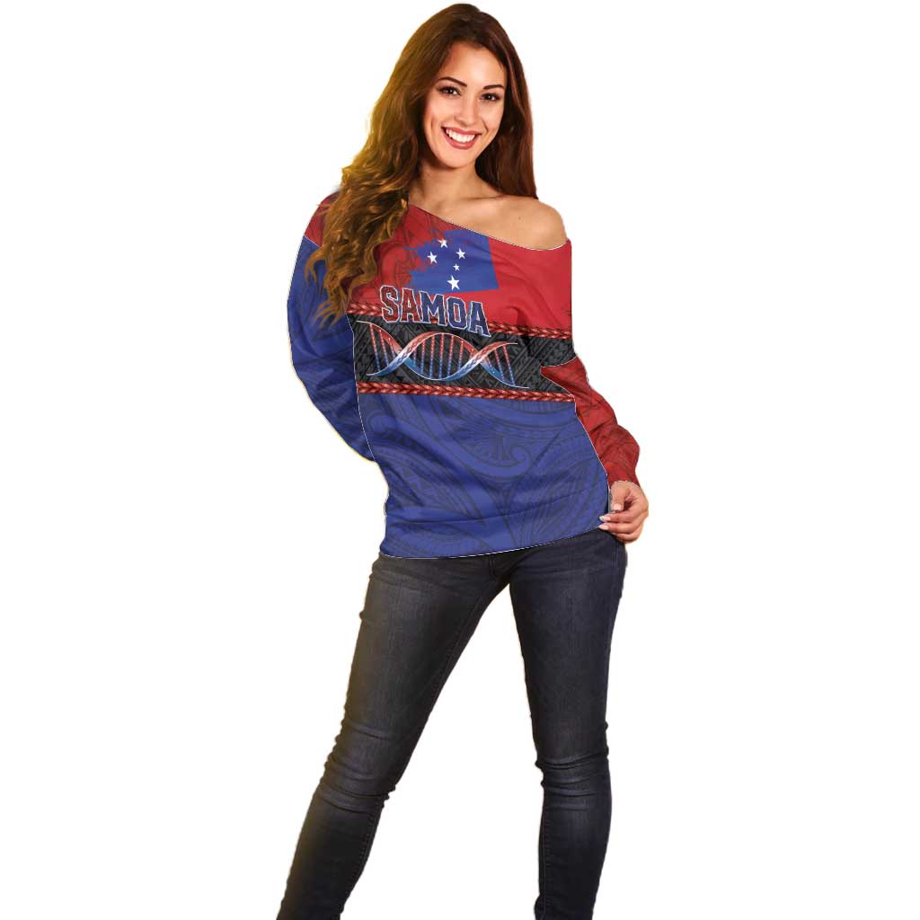 Personalised Samoan DNA-Proud of Samoa Off Shoulder Sweater Polynesian Patterns LT03 - Polynesian Pride