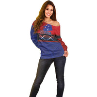 Personalised Samoan DNA-Proud of Samoa Off Shoulder Sweater Polynesian Patterns LT03 - Polynesian Pride