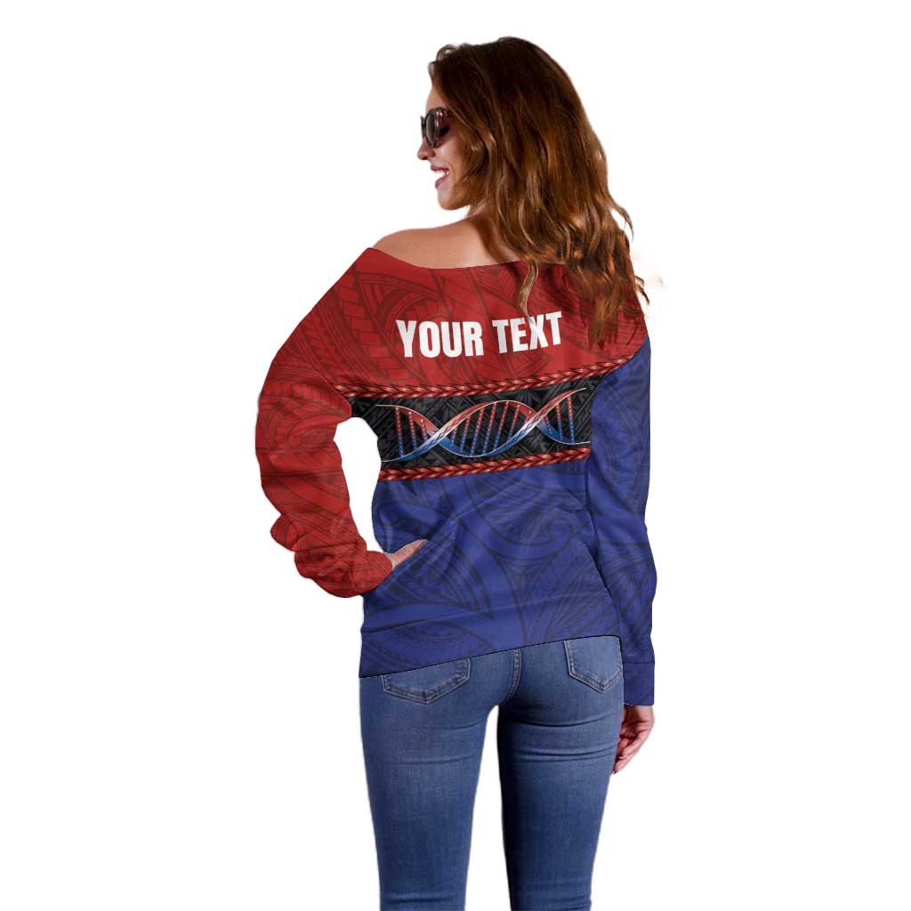 Personalised Samoan DNA-Proud of Samoa Off Shoulder Sweater Polynesian Patterns LT03 - Polynesian Pride