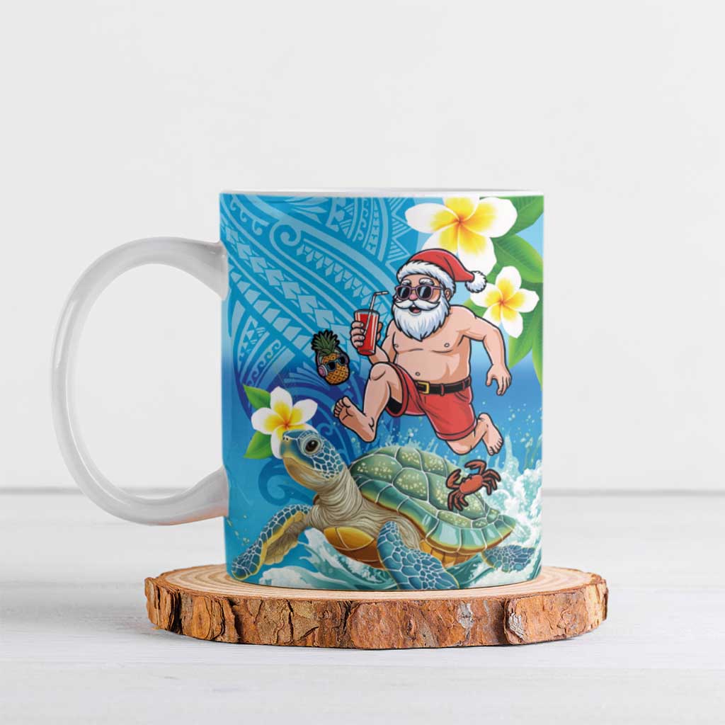Polynesian Merry Christmas Ceramic Mug Funny Santa with Sea Turtle Beach Plumeria LT03 Multicolor - Polynesian Pride