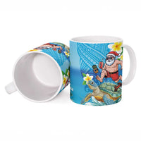 Polynesian Merry Christmas Ceramic Mug Funny Santa with Sea Turtle Beach Plumeria LT03 - Polynesian Pride