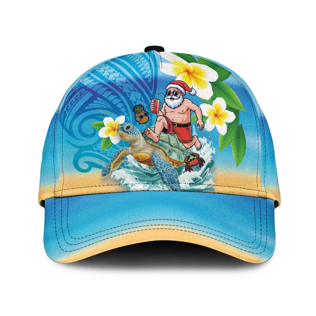 Polynesian Merry Christmas Classic Cap Funny Santa with Sea Turtle Beach and Plumeria LT03 Universal Fit Multicolor - Polynesian Pride