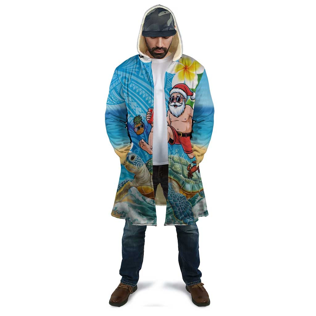 Polynesian Merry Christmas Cloak Funny Santa with Sea Turtle Beach Plumeria LT03 - Polynesian Pride