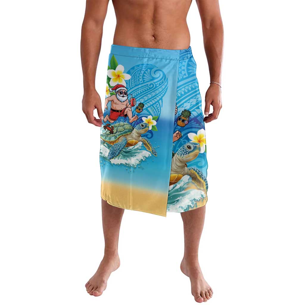 Polynesian Merry Christmas Lavalava Funny Santa with Sea Turtle Beach Plumeria LT03 Multicolor - Polynesian Pride
