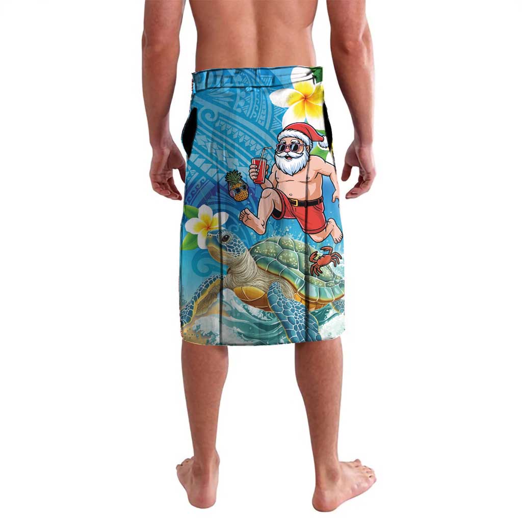 Polynesian Merry Christmas Lavalava Funny Santa with Sea Turtle Beach Plumeria LT03 - Polynesian Pride
