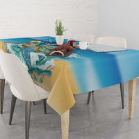 Polynesian Merry Christmas Tablecloth Funny Santa with Sea Turtle Beach Plumeria LT03 - Polynesian Pride