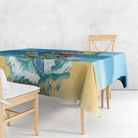 Polynesian Merry Christmas Tablecloth Funny Santa with Sea Turtle Beach Plumeria LT03 - Polynesian Pride