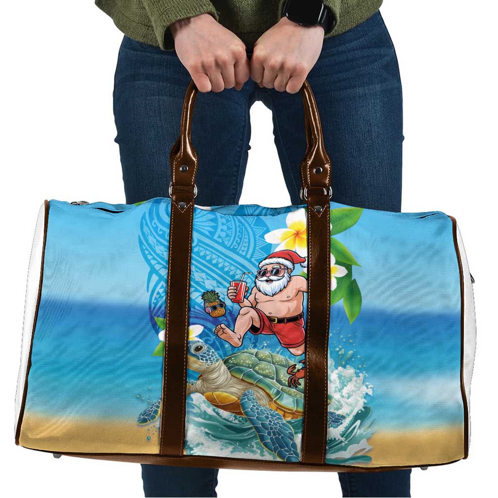 Polynesian Merry Christmas Travel Bag Funny Santa with Sea Turtle Beach Plumeria LT03 Multicolor - Polynesian Pride