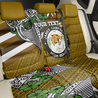 Hawaii James Campbell High School Back Car Seat Cover Kakau Pattern Gold Color Version LT03 - Polynesian Pride