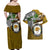 Hawaii James Campbell High School Couples Matching Off Shoulder Maxi Dress and Hawaiian Shirt Kakau Pattern Gold Color Version LT03 - Polynesian Pride