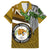 Hawaii James Campbell High School Family Matching Puletasi Dress and Hawaiian Shirt Kakau Pattern Gold Color Version LT03 Dad's Shirt - Short Sleeve Gold - Polynesian Pride