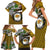 Hawaii James Campbell High School Family Matching Short Sleeve Bodycon Dress and Hawaiian Shirt Kakau Pattern Gold Color Version LT03 - Polynesian Pride