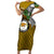 Hawaii James Campbell High School Family Matching Short Sleeve Bodycon Dress and Hawaiian Shirt Kakau Pattern Gold Color Version LT03 Mom's Dress Gold - Polynesian Pride