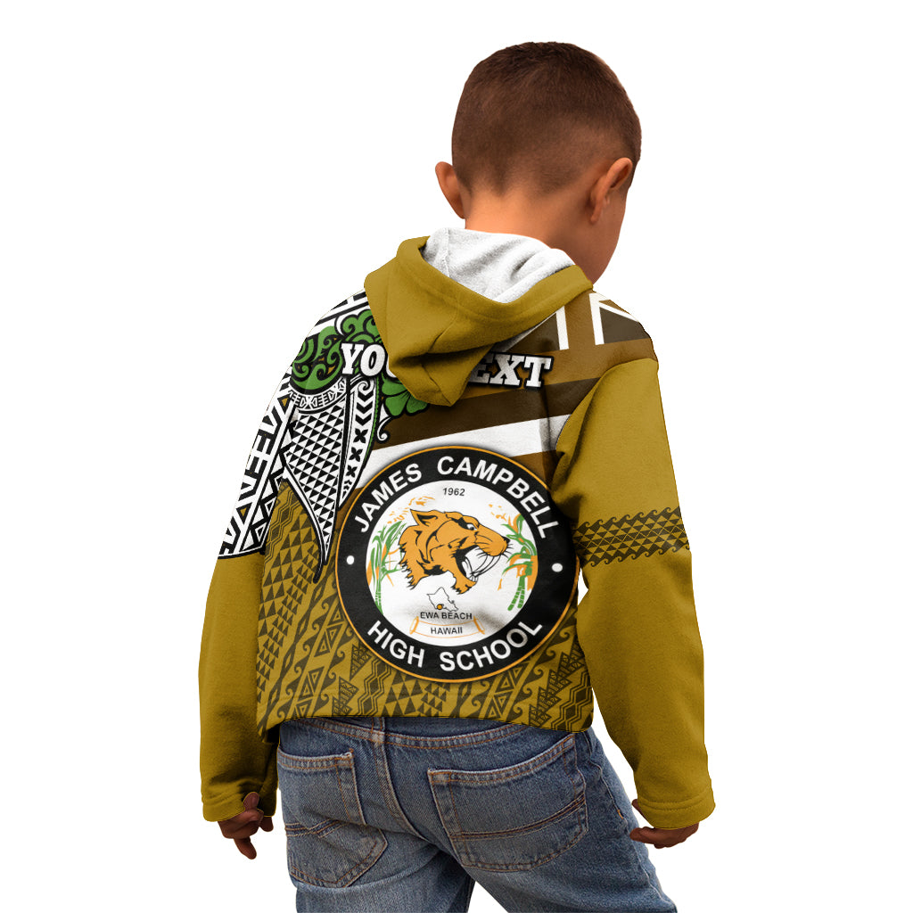 Hawaii James Campbell High School Kid Hoodie Kakau Pattern Gold Color Version LT03 - Polynesian Pride