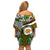 Hawaii James Campbell High School Off Shoulder Short Dress Kakau Pattern Gold Color Version LT03 - Polynesian Pride