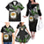 Hawaii James Campbell High School Family Matching Off Shoulder Long Sleeve Dress and Hawaiian Shirt Kakau Pattern Black Version LT03 - Polynesian Pride