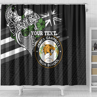 Hawaii James Campbell High School Shower Curtain Kakau Pattern Black Version LT03 - Polynesian Pride