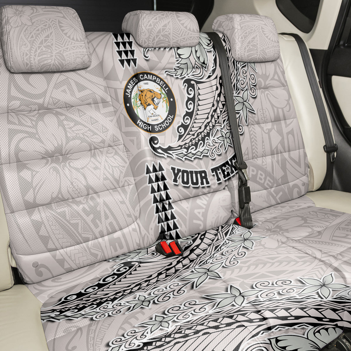 Custom Hawaii James Campbell High School Back Car Seat Cover Tribal Kakau Pattern LT03 - Polynesian Pride