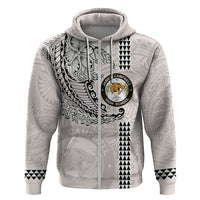 Custom Hawaii James Campbell High School Hoodie Tribal Kakau Pattern LT03 Zip Hoodie White - Polynesian Pride