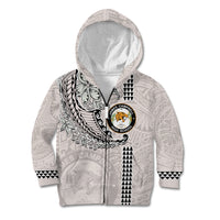 Custom Hawaii James Campbell High School Kid Hoodie Tribal Kakau Pattern LT03 Zip Hoodie White - Polynesian Pride