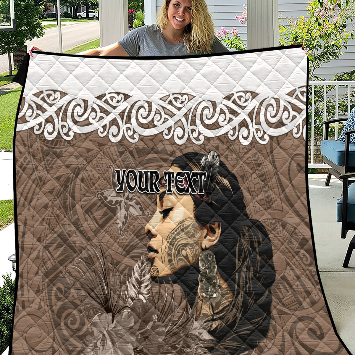 Custom New Zealand Womens Day Quilt Traditional Maori Woman Polynesian Pattern Brown Color LT03 Brown - Polynesian Pride