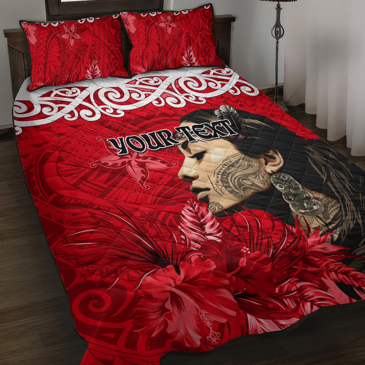 Custom New Zealand Womens Day Quilt Bed Set Traditional Maori Woman Polynesian Pattern Red Color LT03 Red - Polynesian Pride