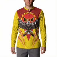 American Samoa Fautasi Race Button Sweatshirt Pago Pago-Aeto Samoan Tattoo and Eagle LT03 - Polynesian Pride