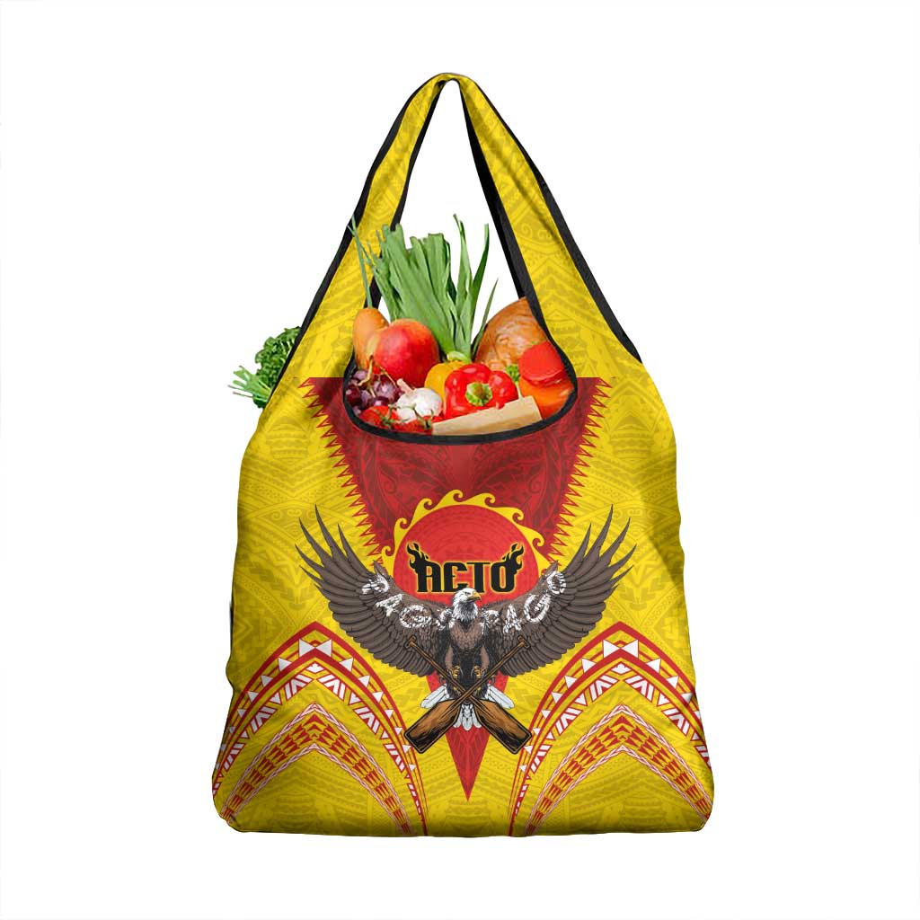 American Samoa Fautasi Race Grocery Bag Pago Pago-Aeto Samoan Tattoo and Eagle LT03 1-pack One Size Yellow - Polynesian Pride