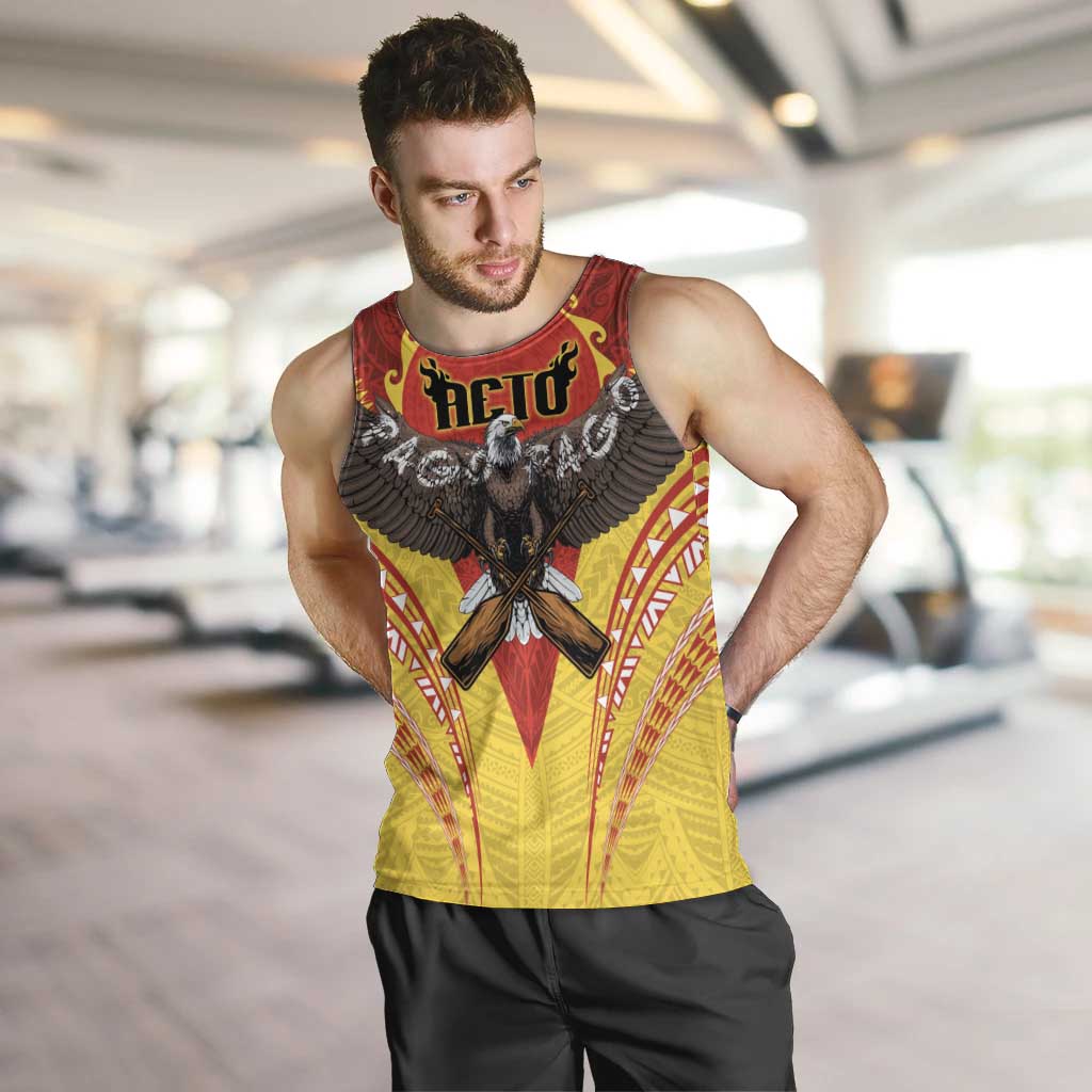 American Samoa Fautasi Race Men Tank Top Pago Pago-Aeto Samoan Tattoo and Eagle LT03 Yellow - Polynesian Pride