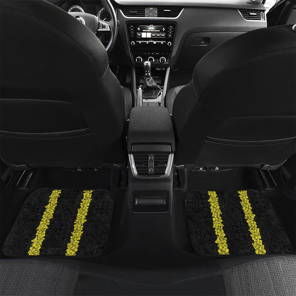 Philippines Polynesian Jasmine Pattern Car Mats With Barong Tagalog Black Style LT03 Set 2pcs - Back Black - Polynesian Pride