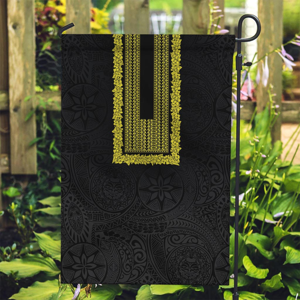 Philippines Polynesian Jasmine Pattern Garden Flag With Barong Tagalog Black Style LT03 Garden Flag Black - Polynesian Pride