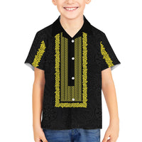Philippines Polynesian Jasmine Pattern Hawaiian Shirt With Barong Tagalog Black Style LT03 - Polynesian Pride
