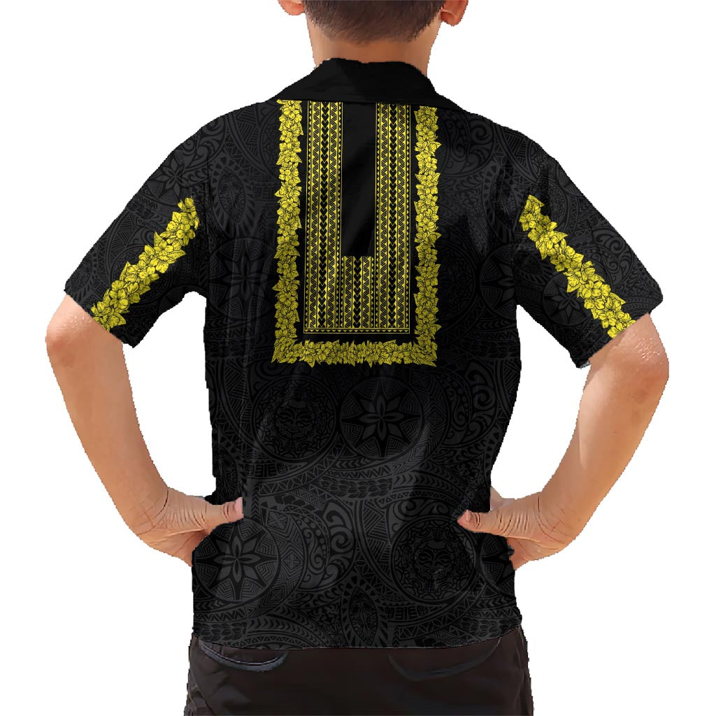 Philippines Polynesian Jasmine Pattern Hawaiian Shirt With Barong Tagalog Black Style LT03 - Polynesian Pride