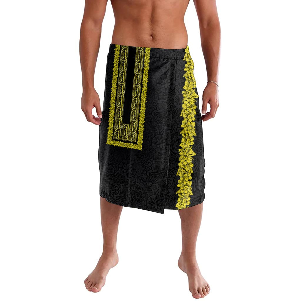 Philippines Polynesian Jasmine Pattern Lavalava With Barong Tagalog Black Style LT03 Black - Polynesian Pride