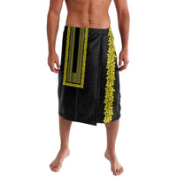 Philippines Polynesian Jasmine Pattern Lavalava With Barong Tagalog Black Style LT03 Black - Polynesian Pride