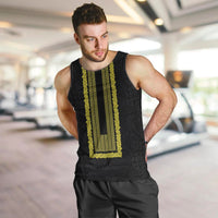 Philippines Polynesian Jasmine Pattern Men Tank Top With Barong Tagalog Black Style LT03 Black - Polynesian Pride