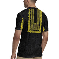 Philippines Polynesian Jasmine Pattern Rugby Jersey With Barong Tagalog Black Style LT03 - Polynesian Pride