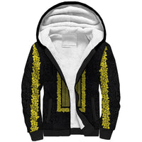 Philippines Polynesian Jasmine Pattern Sherpa Hoodie With Barong Tagalog Black Style LT03 Unisex Black - Polynesian Pride
