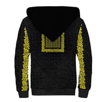 Philippines Polynesian Jasmine Pattern Sherpa Hoodie With Barong Tagalog Black Style LT03 - Polynesian Pride