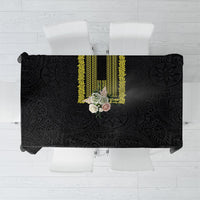 Philippines Polynesian Jasmine Pattern Tablecloth With Barong Tagalog Black Style LT03 Black - Polynesian Pride