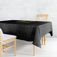 Philippines Polynesian Jasmine Pattern Tablecloth With Barong Tagalog Black Style LT03 - Polynesian Pride