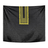 Philippines Polynesian Jasmine Pattern Tapestry With Barong Tagalog Black Style LT03 - Polynesian Pride