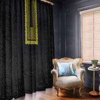 Philippines Polynesian Jasmine Pattern Window Curtain With Barong Tagalog Black Style LT03 - Polynesian Pride