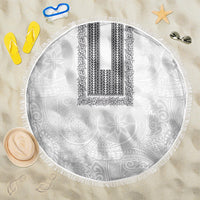 Philippines Polynesian Jasmine Pattern Beach Blanket With Barong Tagalog White Style LT03 One Size 150cm White - Polynesian Pride