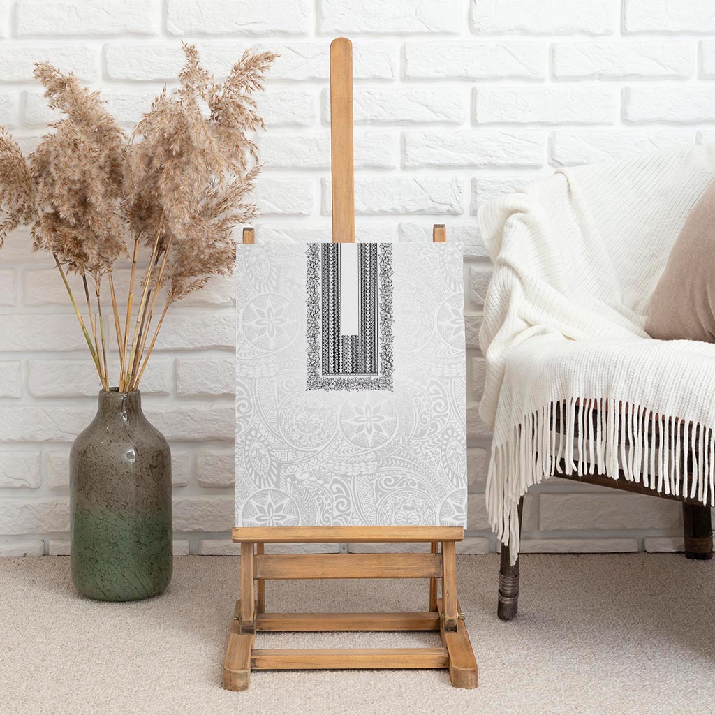 Philippines Polynesian Jasmine Pattern Canvas Wall Art With Barong Tagalog White Style LT03 - Polynesian Pride