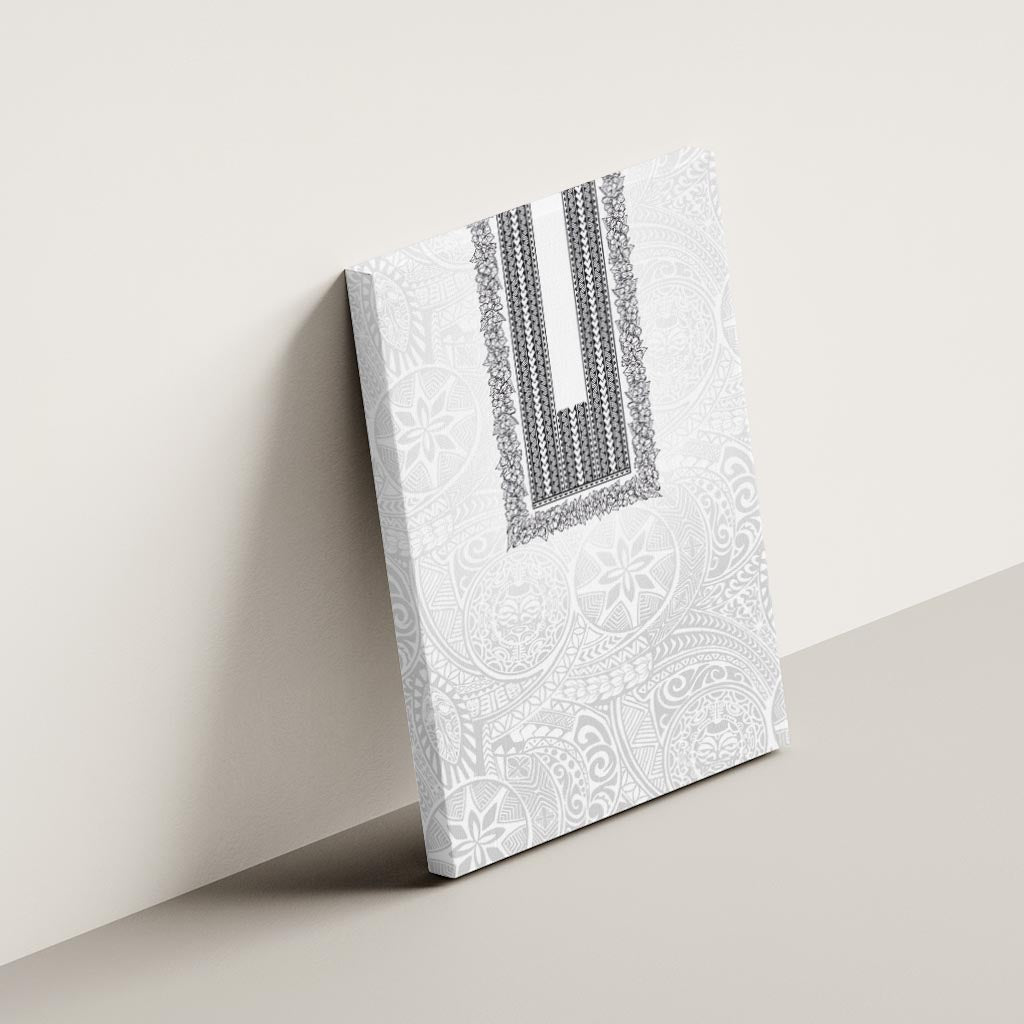 Philippines Polynesian Jasmine Pattern Canvas Wall Art With Barong Tagalog White Style LT03 - Polynesian Pride